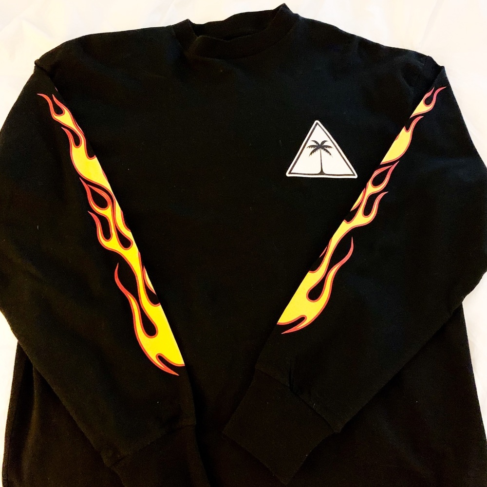 Palm Angels Flames Ling Sleeve T-shirt
